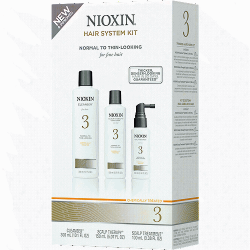 Nioxin Scalp An D Hair Care System 3 Kit For Normal To Thin-looking Fine Chemically-treated Hair