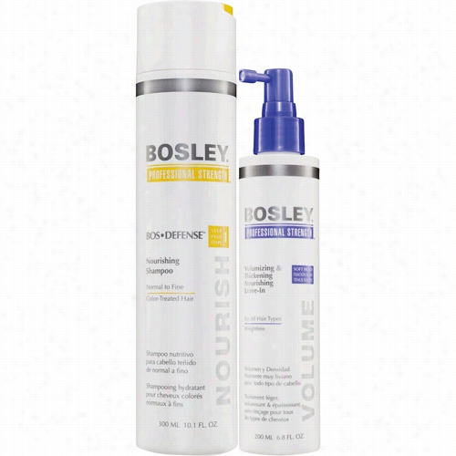 Bosley Professional Bosdefense Nouriishing Shsmpoo For Color-treated Hair With Volumizing  & Thickening Nourishing Leave-in