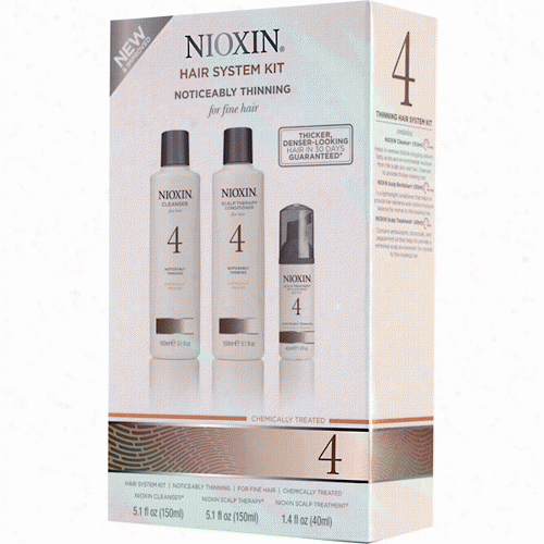Nioxin Scalp And Hair Care System 4 Kit For Noticeeablt Thinning Fine Chemically Treated Hair