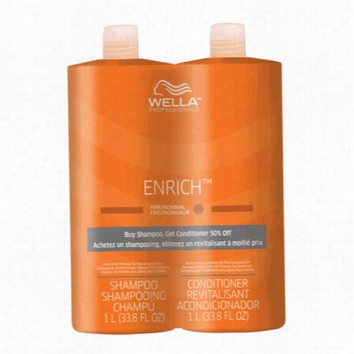 Wella Enrich Shampoo & Conditioner For Fine Hair Liter Duo