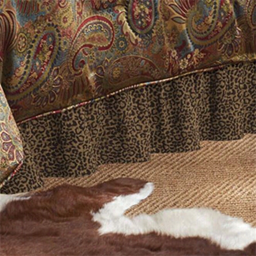 Hiend Accents Bs4287-kgc-t San Angelo King Chenille Bedskirt In Leopard