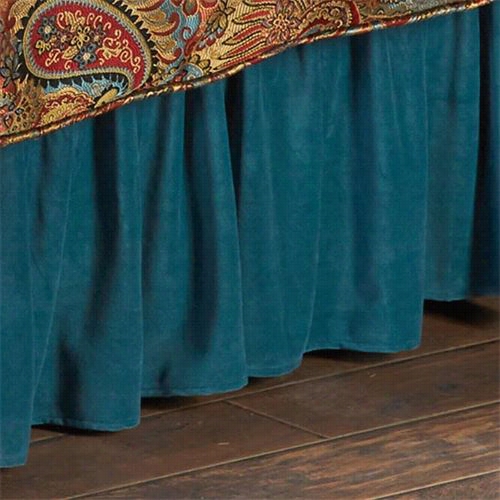 Hiend Accents Bs4287-qn-tl San Angelo Q Uee N Velvet Bedskirt In Teal