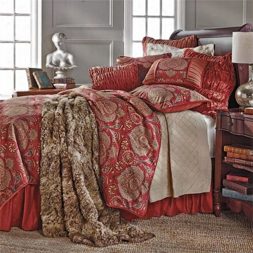 Hiend Accents Fb3838-sq-oc Loernza 92" X 9 6&quoy; Queen Rusti Coll Comforter Set Inn Red/gold