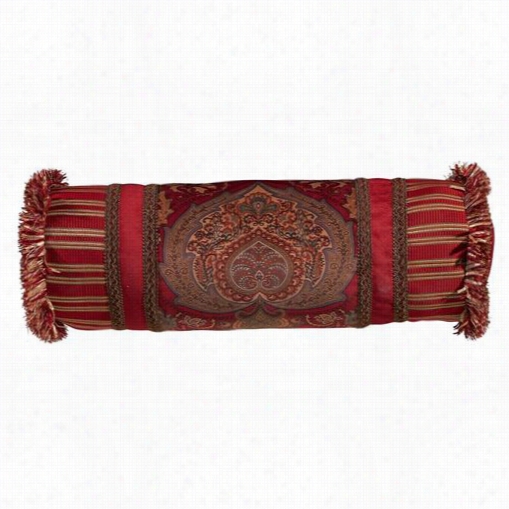 Hiend Accents Fb3828p7 Lorenza Rustic Coll Neckroll Bolster Pillow In Red/gold