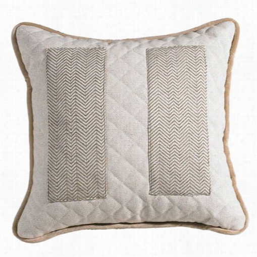 Hiend Accentss Fb3900p1 Fairfield Q Uilted Linen Pillow In Natural With 2 Herringbone Pockets And Herringbone Back