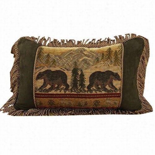 Hiend Accents Lg1810p4 Bear Pillow In Gold/red/dark Olive With Rope Trim