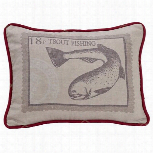 Hiend Accnet Lg1819p3 South Haven 16" X 21" Trout Pillow In Cream/red