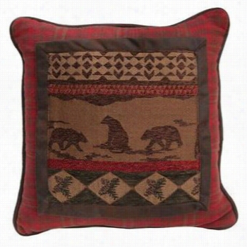 Hiend Accents G1845p1 Cascade Lodge Bear Spectacle Pillow In Red/brown