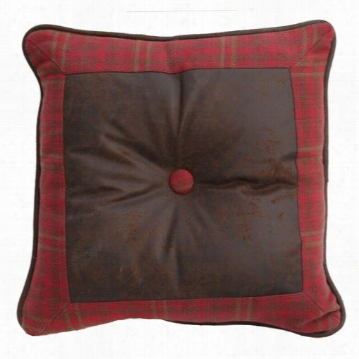 Hiend Accents Lg1845p2 Cascade Lodge Square Pillow In Rd/brown Wiht Faux Laether