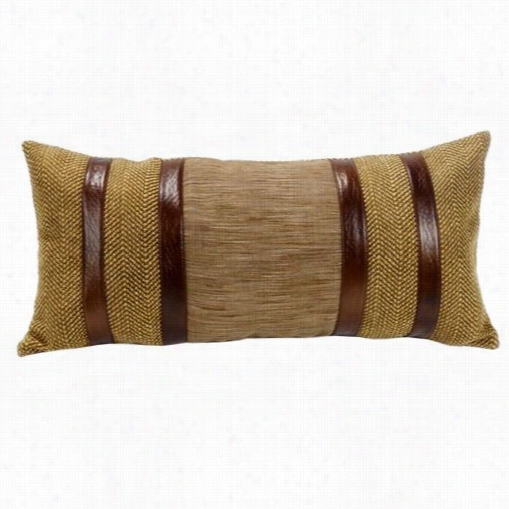 Hiend Accents Lg1860p7 Highland Lodge Herringbone Pillow In Olive/bbrown With Faux Leather Stripes