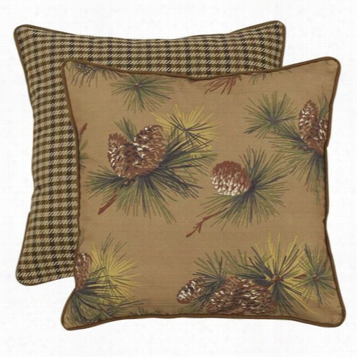 Hiend Accents Lg1880e2 Crestwood Pinecone Euro Sham In Tan/green Withhounds Tooth Rev Erse