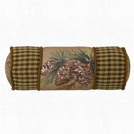 Hiend Accents Lg1880pp7 Crestood Pinecone Neck Roll Pillow  In Tan/green