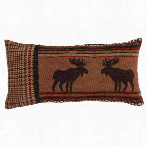 Hiend Accents Lg1905p4 Bayfield 11" X 21" Oblongg Houndstooth And Moose Pillow In Brown/tan