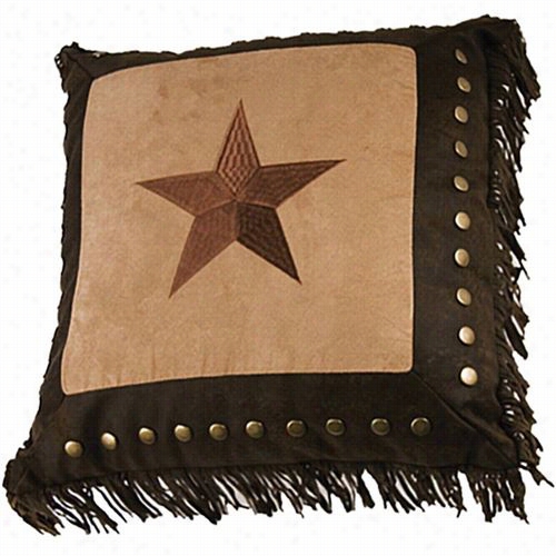 Hiend Acents Pl3111 Luxury Star Embroidery  Star Pillow In Brown/tan