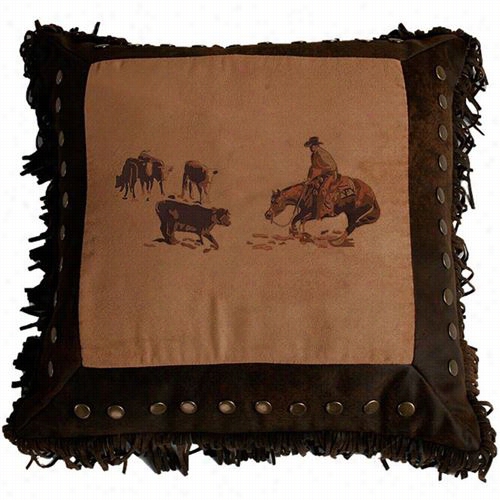 Hiend Accents Pl3115 Embroidered Cutting Horse Pillow In Hcocolatet/an