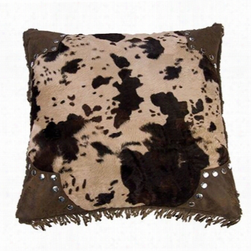 Hiend Cacents Pl3116 Caldwell Scalloped Faux Cowhide Pillow In Brown/ivory