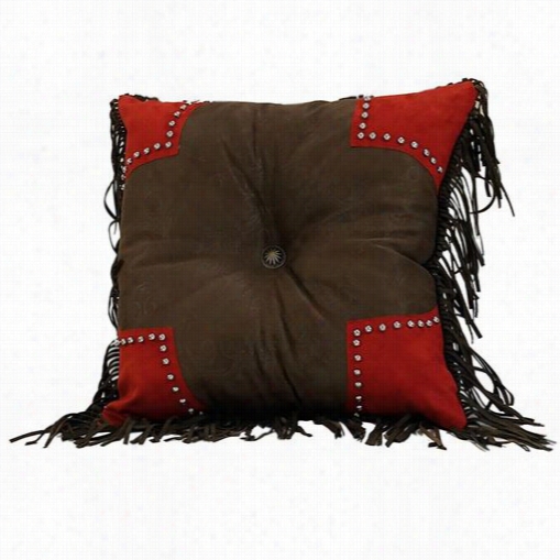 Hiend Accents Pl3119 Brown Tooled Pillow With Ed Scallop Corners