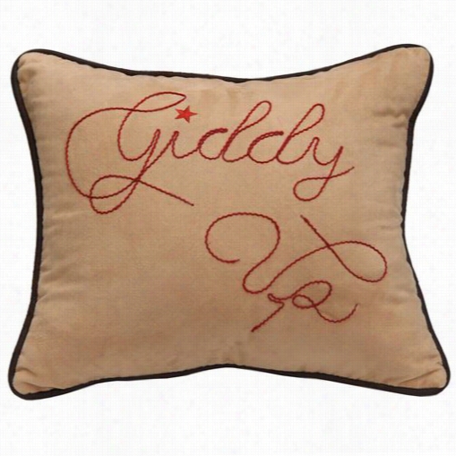 Hiend Accents Pl4105 Giddy Up Embroidered Pillow In Tan/red