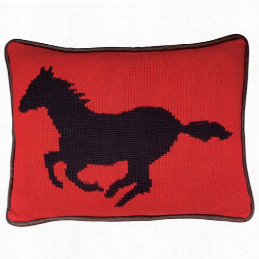 Hiend Accents Pl5002-os-ho Dakota Horse Knitted Lumbar Pillow In Red/black