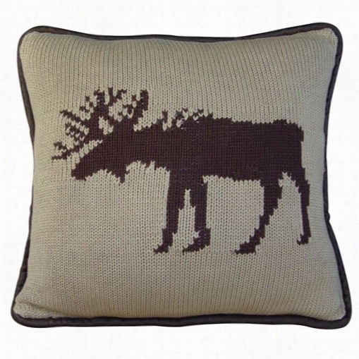 Hiend Accents Pl5002-os-mohand Knitted Moose Accents Pillow Backed By The Side Of Faux Leather