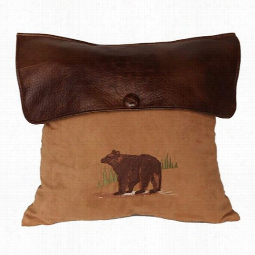 Hiend Accents Pl5102-os-be Lodge Beart Hrow Pillow In Tan/brown Wtih Faux Leather