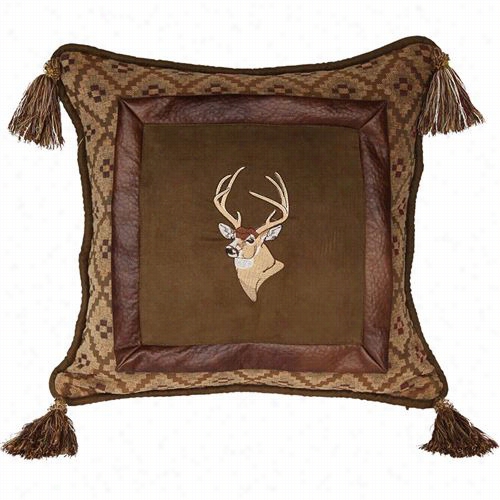 Hiend Cacents Pl5104-os-de Lodge Deer   Fling Pillow In Brown/green With Tassels