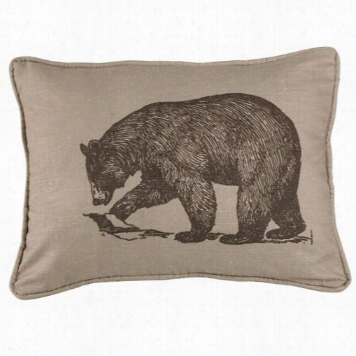 Hiend Acents Pl5112  Walking Bear Printed Linen Pillow In Linen