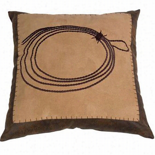 Hiend Accents Ws3188p1 Barbwire Embroidered Ropee Pillow  In Chovolate/tan