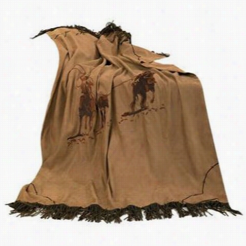 Hiend Accents Ws3188th Team Roping Embroidered Throw In Brown/tan