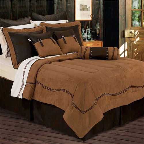 Hiend Accents Ws3190-sk-oc Barbwire 110" X 96&suot;  Ikng Comforter Set In Tan