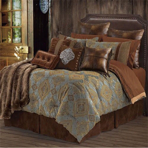 Hiend Accents Ws3805-sk-oc Bianca Ii 110" X 96" Sovereign Comforter Set In Light Blue/copper