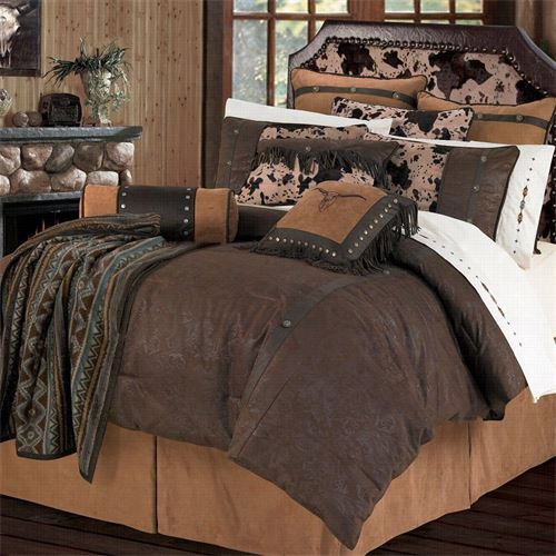 Hiend Accents Ws4002-fl-oc Caldwell  80" X 90" Saturated Comforter Flow In Brown/ivory