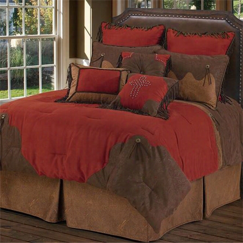 Hiend Ccents Ws0405- Fl-oc Rodeo 80" X 90"; Full Comforter Set In  Red/brown