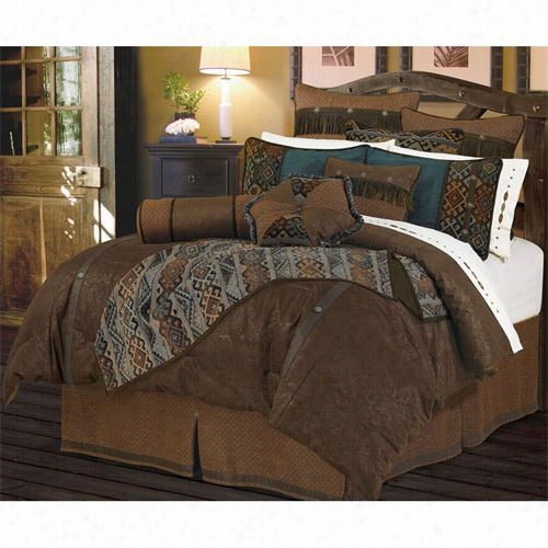 Hienda Ccent5 Sw4006-sk-oc Del Rio 110&uot; X 96" Sovereign Comforter Set In Bl Ue/brown