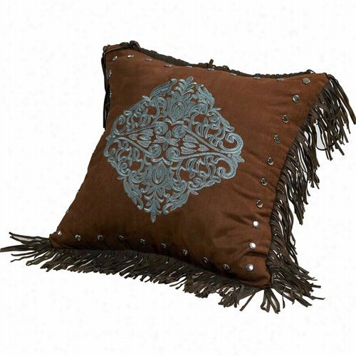 Hend Accents Ws4008p2 Embroidered Decorative Pillow In Light Blue/copper