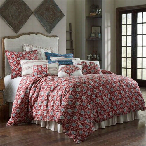 Hiend Accents Ws4021-sk-oc Bandera 110" X 96" King Comforter Set In Red/blue
