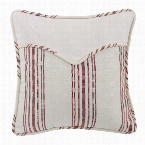 Hiend Accents Ws4 011p2 Bandera Striped Wrapper Pillow In Red/vintage White With Faux Leather