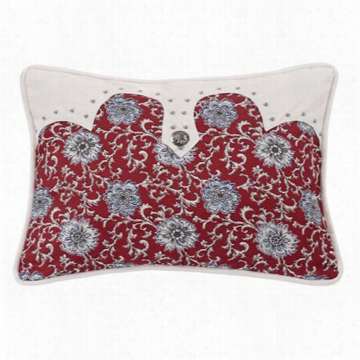 Hienx Accents Ws4011p5 Bandera Oblong Floral Pillow In Red/vintage Hite With Concho