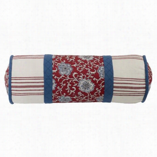 Hiend Accents Ws4011p7 Bandwra Floral Neck Roll With Blue And Red Wale Accwnts