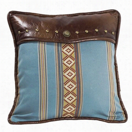 Hiend Language Ws4066p3 Ruidoso Square Bluee Striped Pillow Int Urquoise/brown With Studs