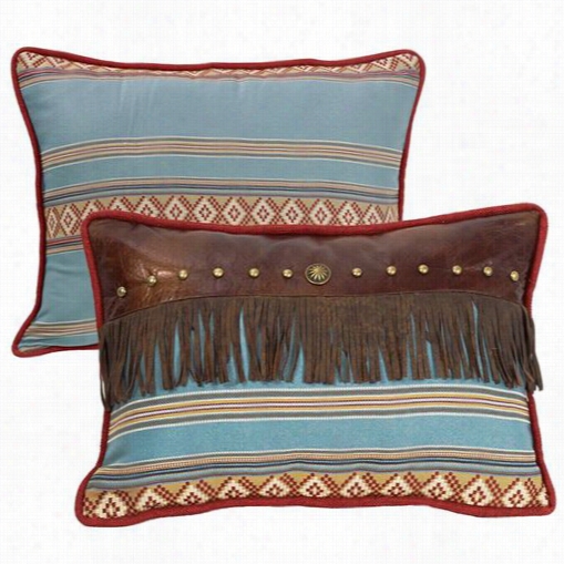 Hiend Acccennts Ws4066p4 Ruidkso Oblong Blue Striped Pillo In Turqoise/brown With Fring E
