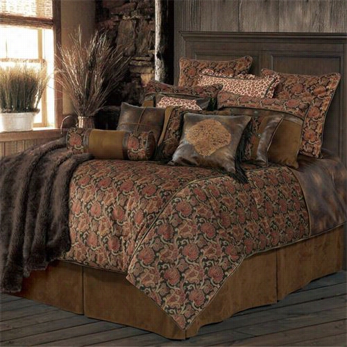 Hiend  Acccents Ws4068-sq-oc Austin 92q&uot; X 96" Queen Stuffed Coverlet Set In Spice Red/brown