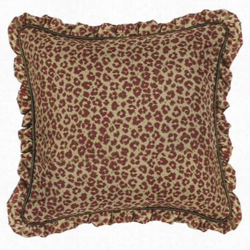 Hiend Axcents Ws4068e2 Austin Leopard Print Euro Sham In Spice Red With Ruffle