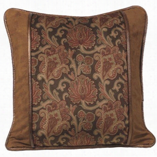 Hiend Accents Ws4068p1 Austin Printed Velvet Pillow In Spice Red/brown With Micro-suede Piping