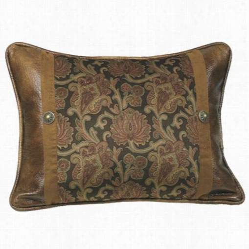 Hiend Language Ws4068p3 Austin  Rectangular Pillow In Pice Red/brown With Printed Velvet And Rustic Faus Leather