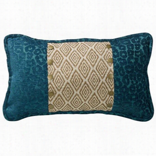 Hiedn Accents Ws4082p4 Alamosa Ikat  An Teal Leopard Chenille Pillow In Teal With Stud Detais
