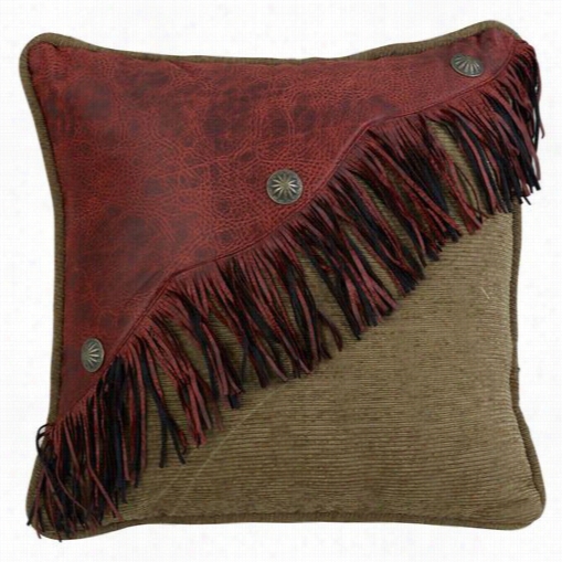 Hiend Acce Nts Ws4287p3 San Angelo Leaher Fringe Pillow In Red/tan