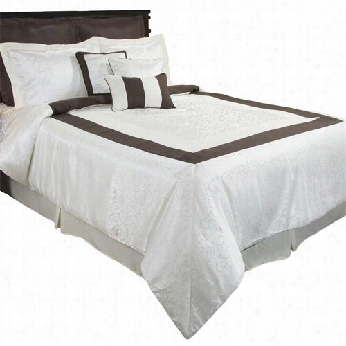 Lavish Home 66-0037-q Queen 9 Piece Cam Ille Comforter Set In White/ivory/brown