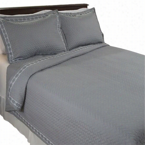 Lavi Sh Home 66-10050-fq Full/queen 3 Piece Valencia Embroidered Quilt Set In Gray