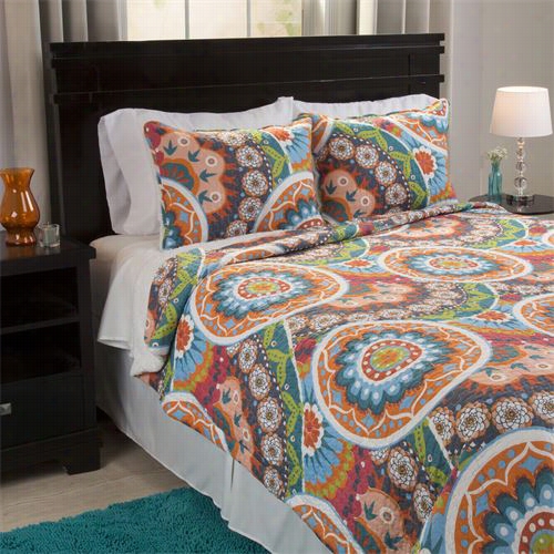 Lavish Home 66-10052-k-666-10052-k Danette Reversible 3 Piece Quilt Set